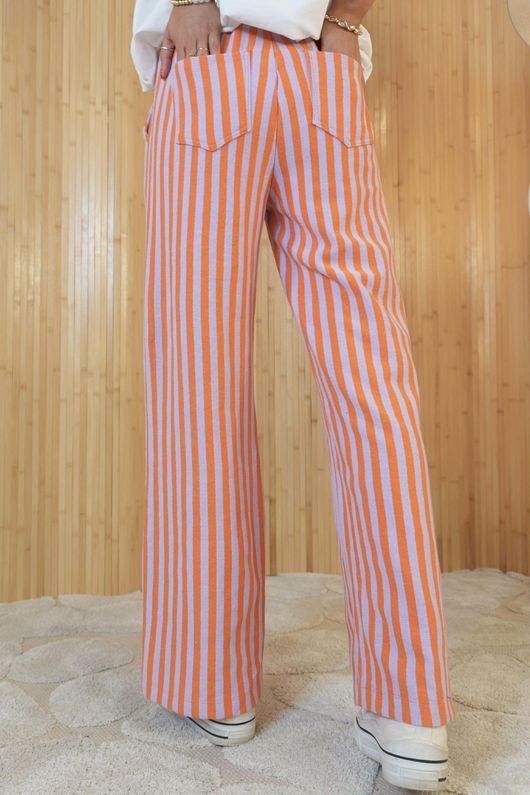 Shoreditch Stripe Lounge Flare Trouser Aperol & Lilac /15=